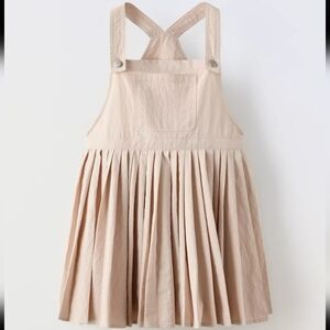 Zara Girls Beige Pinafore dress with pleaded skirt, Size 13/14